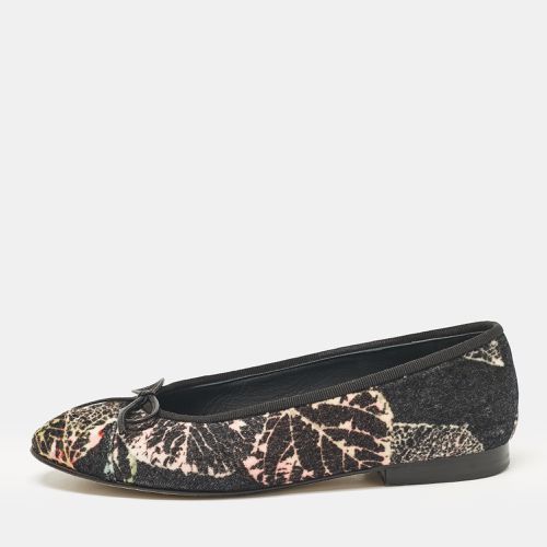 Chanel Black Printed Tweed CC Bow Ballet Flats Size 36 - Chanel - Modalova