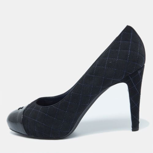 Chanel Navy Blue/Black Quilted Suede and Patent Leather CC Cap Toe Pumps Size 41 - Chanel - Modalova