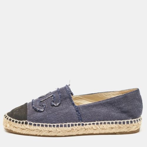 Chanel Navy Blue/Black Canvas CC Espadrille Flats Size 38 - Chanel - Modalova