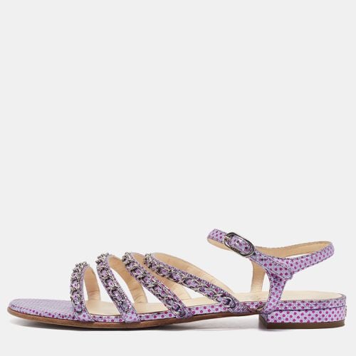 Chanel Purple Leather Chain Link Detail Strappy Flat Sandals Size 39 - Chanel - Modalova