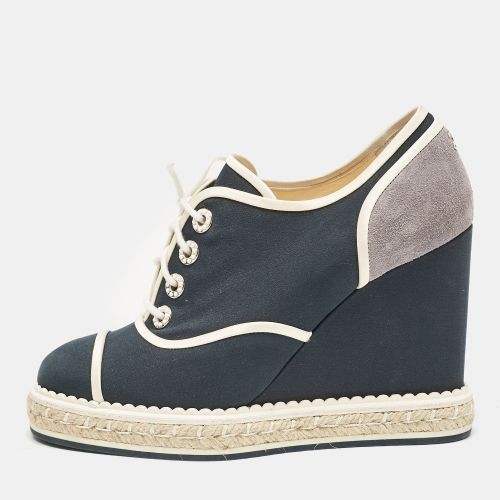 Chanel Blue/Grey Fabric and Suede Wedge Sneakers Size 37 - Chanel - Modalova