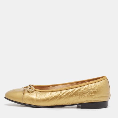 Chanel Gold Quilted Leather CC Cap Toe Ballet Flats Size 36 - Chanel - Modalova