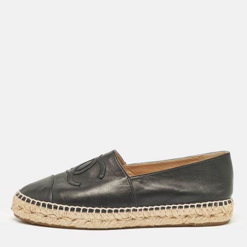 Chanel Black Leather CC Cap Toe Slip On Espadrille Flats Size 39 - Chanel - Modalova