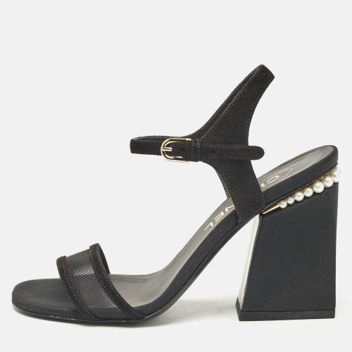 Chanel Black Mesh and Suede CC Ankle Strap Sandals Size 36 - Chanel - Modalova