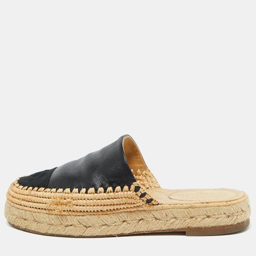 Chanel Black Leather and Raffia CC Platform Espadrille Mules Size 36 - Chanel - Modalova