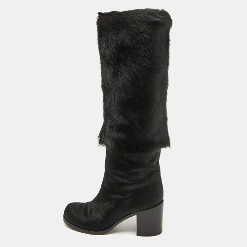 Chanel Black Calf Hair Block Heel Calf Length Boots Size 37 - Chanel - Modalova