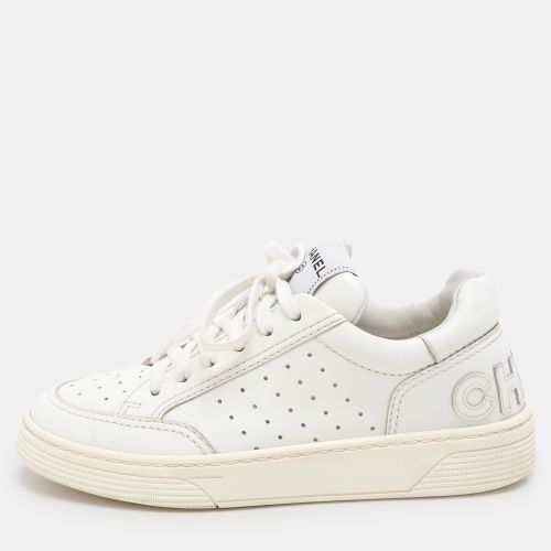 Chanel White Perforated Leather Low Top Sneakers Size 36.5 - Chanel - Modalova