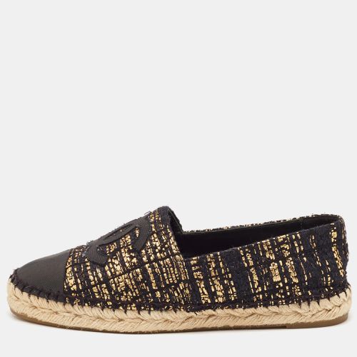 Chanel Black/Gold Canvas and Tweed CC Espadrille Flats Size 38 - Chanel - Modalova