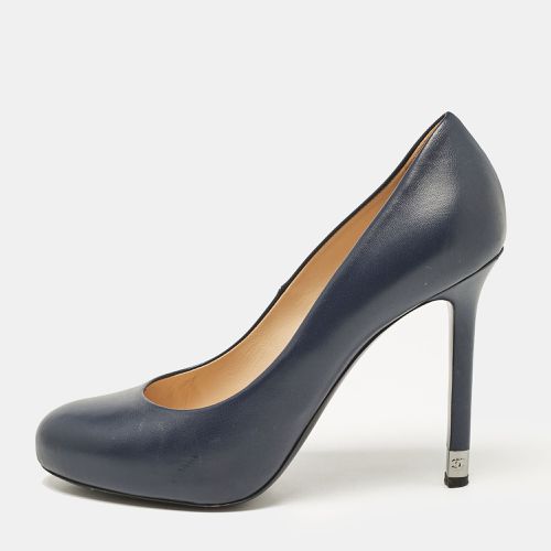 Chanel Navy Blue Leather Platform Pumps Size 39.5 - Chanel - Modalova