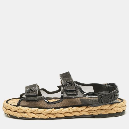 Chanel Black Mesh and Patent Leather Espadrille Dad Sandals Size 42 - Chanel - Modalova