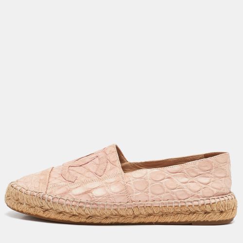 Chanel Pink Crocodile Leather CC Espadrille Flats Size 39 - Chanel - Modalova