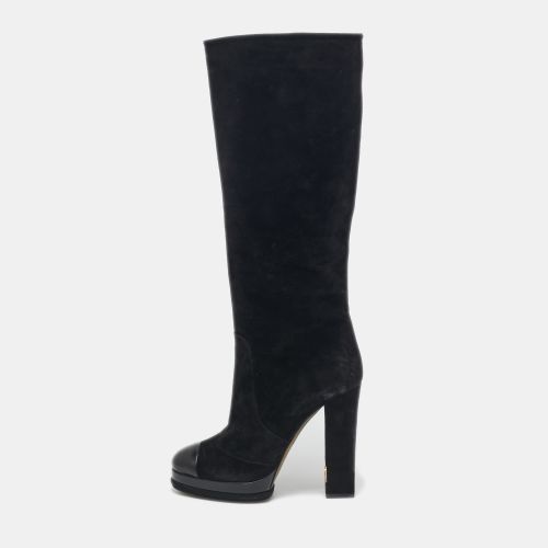 Suede Cap Toe Platform Knee Length Boots Size 40 - Chanel - Modalova