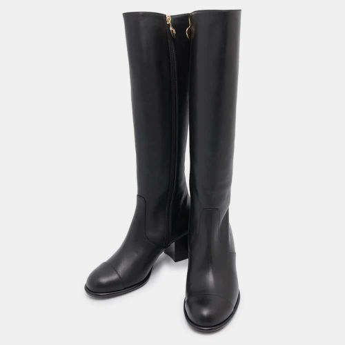 Chanel Black Calf Leather Knee-High Boots Size 37 Bag - Chanel - Modalova