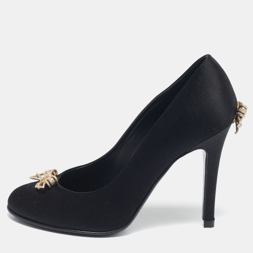 Chanel Black Satin Bow Embellished Pumps Size 39 - Chanel - Modalova