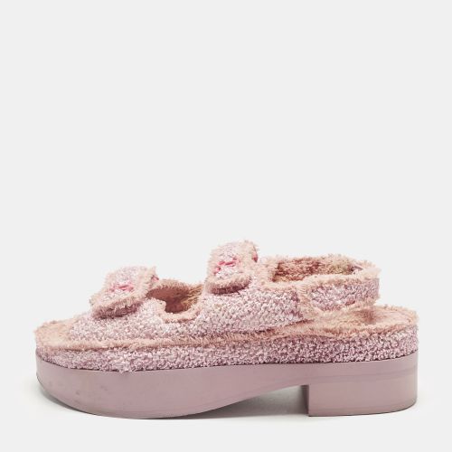Chanel Pink Fabric and Straw Dad Slingback Sandals Size 38 - Chanel - Modalova