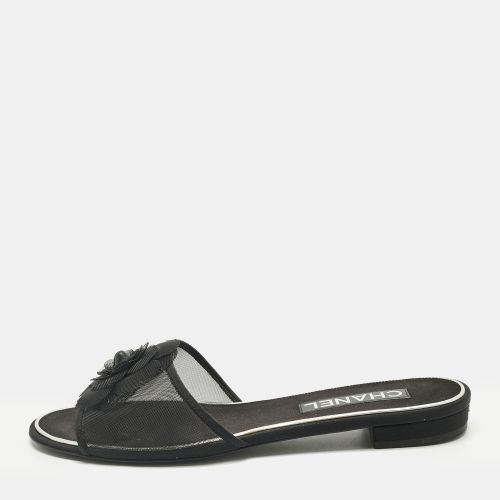 Mesh Flower Embellished Flat Slides Size 40 - Chanel - Modalova