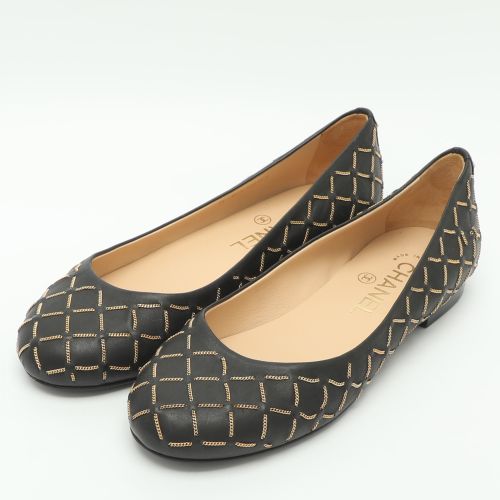 CC Size 36 Chain Link Quilted Leather Ballet Flats - Chanel - Modalova