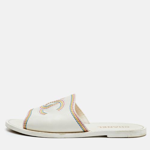CC Size 37 Leather Rainbow Stitching Flat Slide Sandals - Chanel - Modalova