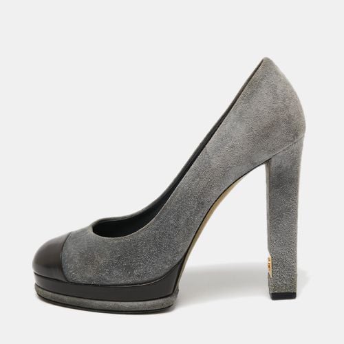 Chanel Grey/Dark Brown Suede and Leather Cap Toe Platform Pumps Size 41 - Chanel - Modalova