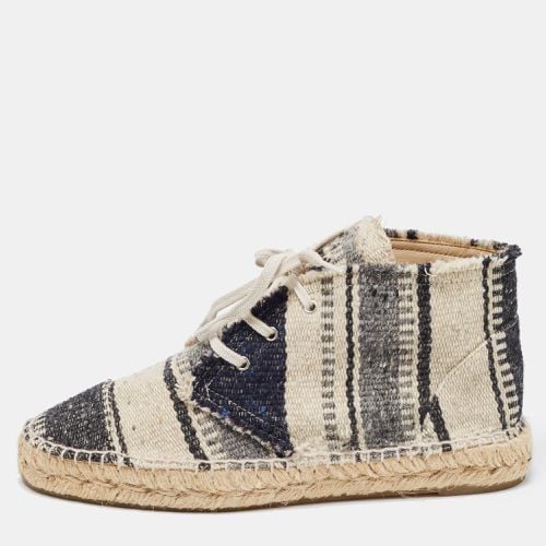 Chanel Black/white Knit Fabric Striped Lace-Up Espadrille Sneakers Size 39 - Chanel - Modalova