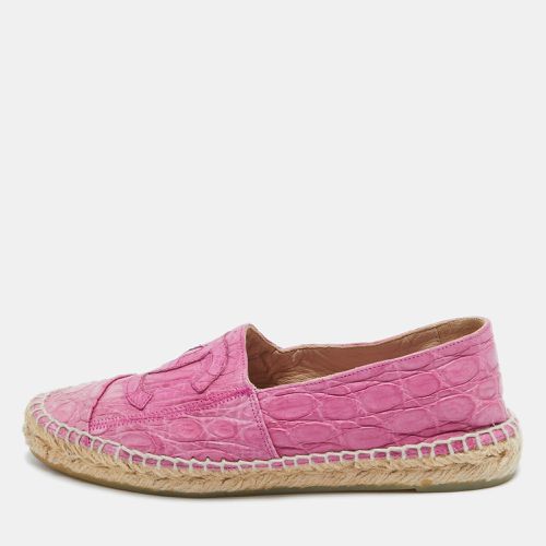 Chanel Pink Crocodile CC Espadrille Flats Size 38 - Chanel - Modalova