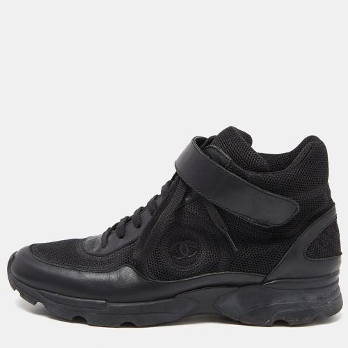 Chanel Black Leather and Mesh CC High Top Sneakers Size 39 - Chanel - Modalova