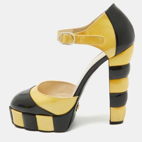 Chanel Yellow/Black Patent Leather Platform Ankle Strap Pumps Size 39 - Chanel - Modalova