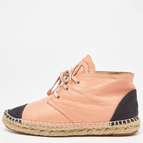 Chanel Orange/Black Leather and Canvas Cap Toe High Top Espadrille Sneakers Size 37 - Chanel - Modalova