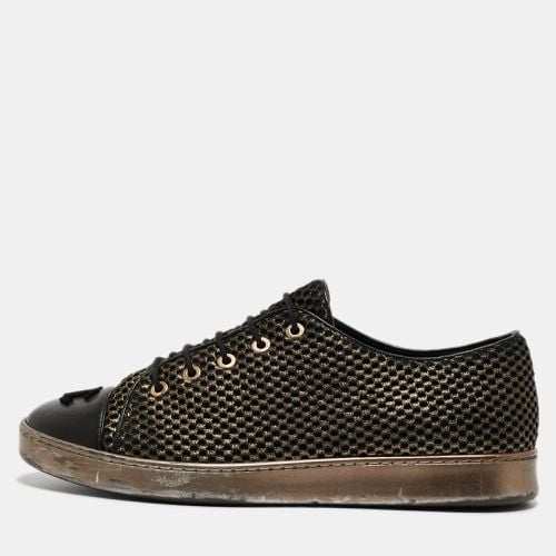 Chanel Black/Gold Mesh and Leather CC Cap Toe Lace Up Sneakers Size 40 - Chanel - Modalova