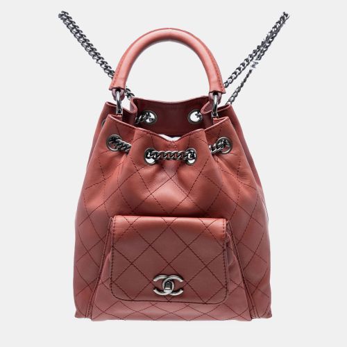 Drawstring Medium Stitched Calfskin Leather Backpack - Chanel - Modalova