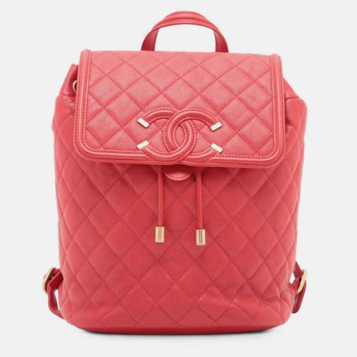 Chanel Red Quilted Caviar CC Filigree Backpack - Chanel - Modalova