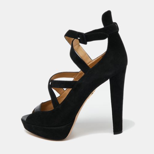 Charlotte Olympia Black Suede Gladys Strappy Platform Sandals Size 41 - Charlotte Olympia - Modalova