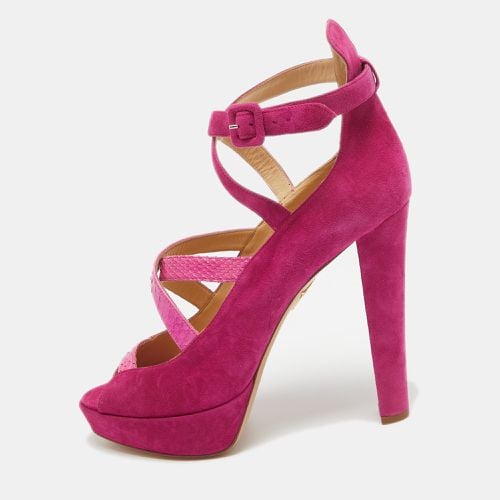 Charlotte Olympia Pink Snakeskin and Suede Ankle Strap Pumps Size 41 - Charlotte Olympia - Modalova