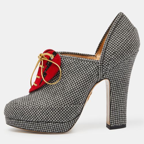 Charlotte Olympia Grey/Red Canvas and Suede Ankle Booties Size 38.5 - Charlotte Olympia - Modalova