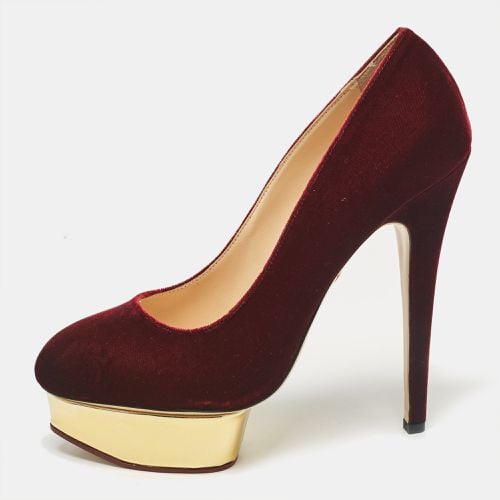 Charlotte Olympia Burgundy Velvet Dolly Platform Pumps Size 41 - Charlotte Olympia - Modalova