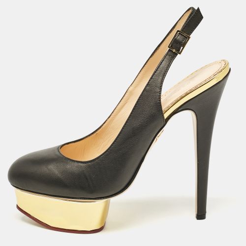 Charlotte Olympia Black Leather Dolly Slingback Pumps Size 38 - Charlotte Olympia - Modalova