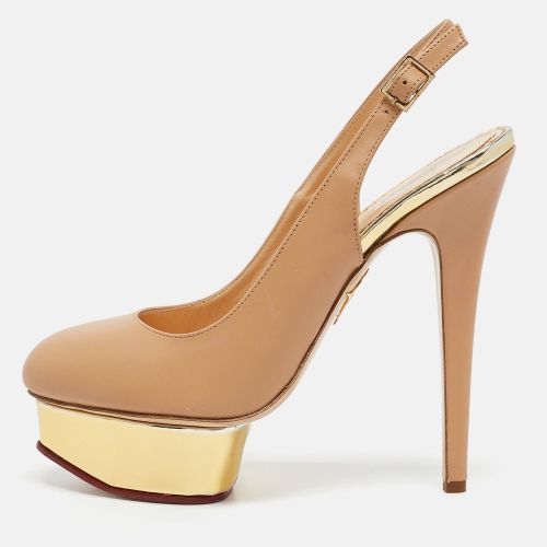 Charlotte Olympia Beige Leather Dolly Slingback Platform Pumps Size 38 - Charlotte Olympia - Modalova