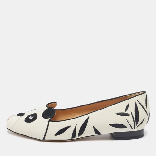 Charlotte Olympia White/Black Velvet Panda Ballet Flats Size 36 - Charlotte Olympia - Modalova