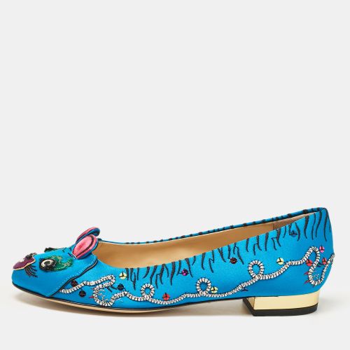 Charlotte Olympia Blue Satin Crouching Tiger Ballet Flats Size 36 - Charlotte Olympia - Modalova