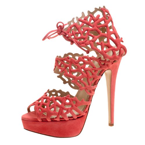 Charlotte Olympia Coral Laser Cut Suede Goodness Gracious Reef Platform Sandals Size 39 - Charlotte Olympia - Modalova