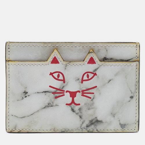 Charlotte Olympia Grey Marble Print Leather Kitty Card Holder - Charlotte Olympia - Modalova