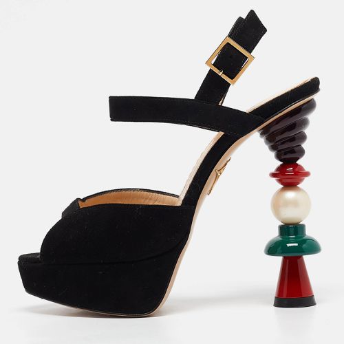 Charlotte Olympia Black Suede Ankle Strap Sandals Size 35 - Charlotte Olympia - Modalova