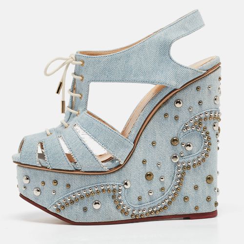 Charlotte Olympia Blue Denim Studded Cut Out Wedge Platform Sandals Size 37 - Charlotte Olympia - Modalova