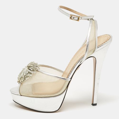 Charlotte Olympia Silver Leather and Mesh Pomeline Platform Sandals Size 38.5 - Charlotte Olympia - Modalova