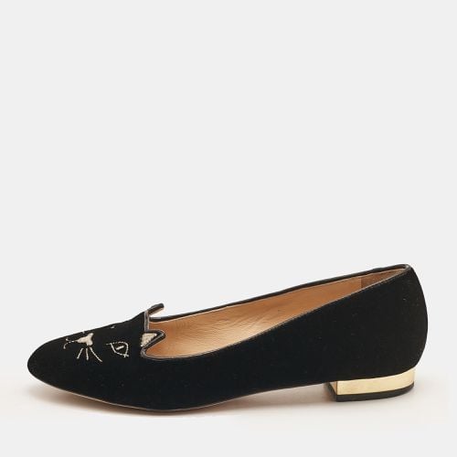 Charlotte Olympia Black Velvet Embroidered Kitty Ballet Flats Size 38.5 - Charlotte Olympia - Modalova