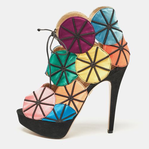 Charlotte Olympia Multicolor Satin and Suede Parasol Platform Sandals Size 37.5 - Charlotte Olympia - Modalova