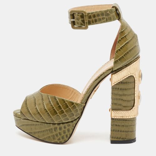 Croc Embossed Leather Eugenie Platform Sandals Size 36 - Charlotte Olympia - Modalova