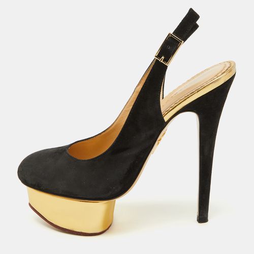 Charlotte Olympia Black Suede Dolly Slingback Platform Pumps Size 36.5 - Charlotte Olympia - Modalova