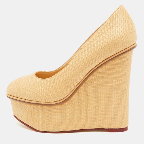 Charlotte Olympia Beige Raffia Carmen Platform Wedge Pumps Size 36 - Charlotte Olympia - Modalova