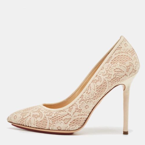 Charlotte Olympia Cream Lace and Satin Monroe Pointed Toe Pumps Size 39 - Charlotte Olympia - Modalova